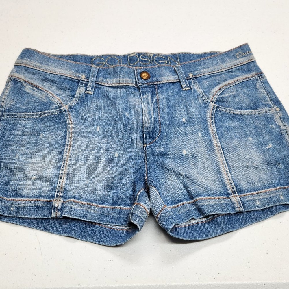 NWOT Women's Goldsign Duval Blue Denim Stretch Short Shorts size 29